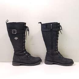 Harley-Davidson Women's Savannah Black Leather Knee High Lace Zip Boots Size 8M alternative image