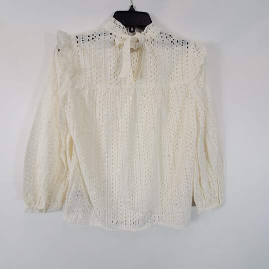 Madewell Women White Mesh Embroidery Blouse Sz 2XS NWT image number 2