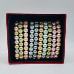 Kenneth Jay Lane Vintage Pastel Faux Pearl Bracelet Set w/Box 245.6g