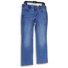 NWT Womens Blue Denim Medium Wash Mid-Rise Curvy Bootcut Leg Jeans Size 12