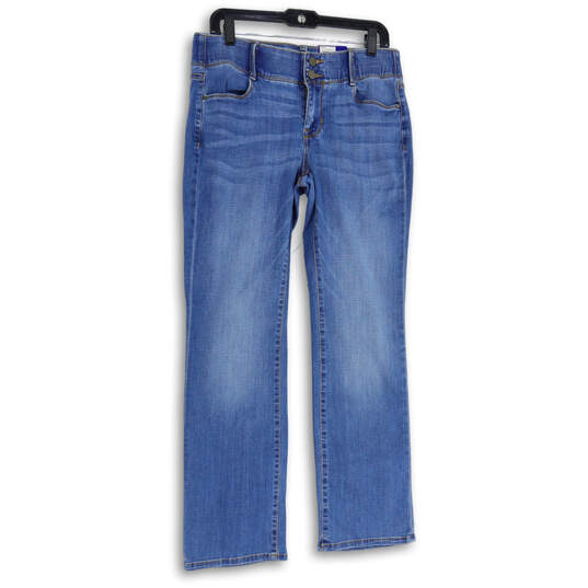 NWT Womens Blue Denim Medium Wash Mid-Rise Curvy Bootcut Leg Jeans Size 12 image number 1