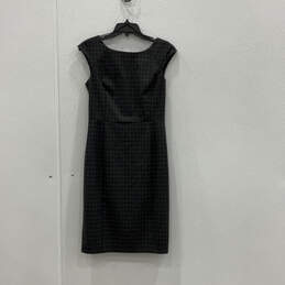 NWT Womens Gray Checker Sleeveless Round Neck Short Sheath Dress Size 6P
