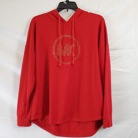 Michael Kors Women Red Studded Hoodie L NWT image number 1