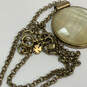 Designer Lucky Brand Gold-Tone Link Chain Round Shape Pendant Necklace image number 4
