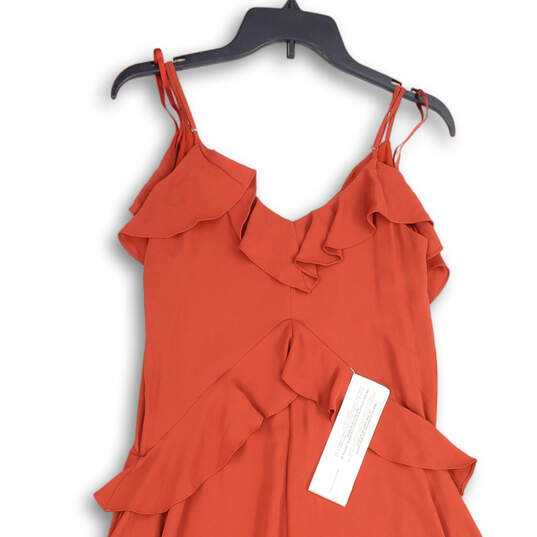 NWT Womens Orange Ruffle Spaghetti Strap Fit & Flare Dress Size XXS image number 3