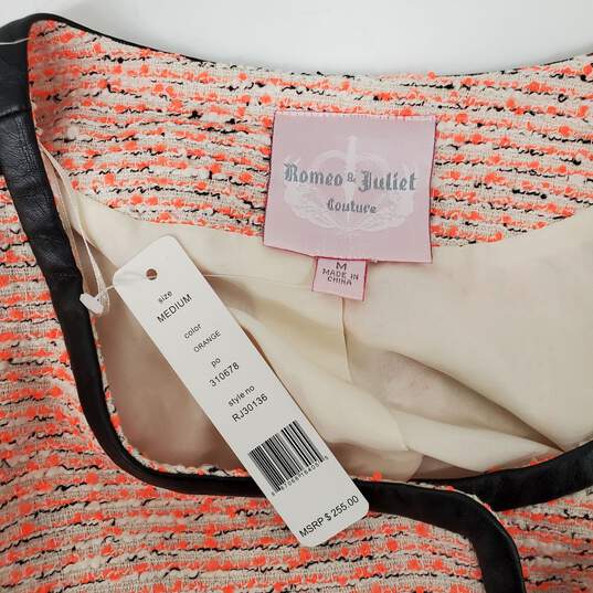 NWT Romeo & Juliet WM's Orange & White Textured Fully Zip Blazer Size M image number 3