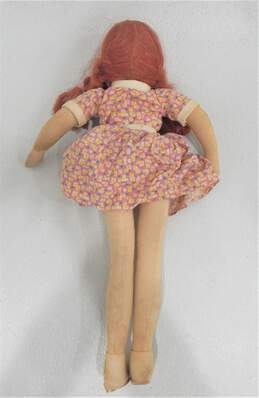 Vntg Celluloid Face Cloth Body Jointed Doll Red Pigtails alternative image