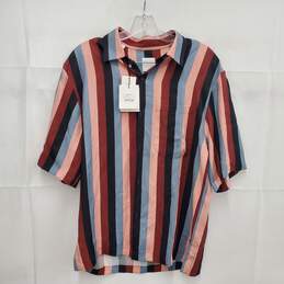 NWT Sandro Paris MN's Rayure Orange Stripe Short Sleeve Shirt Size SM