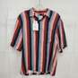 NWT Sandro Paris MN's Rayure Orange Stripe Short Sleeve Shirt Size SM image number 1