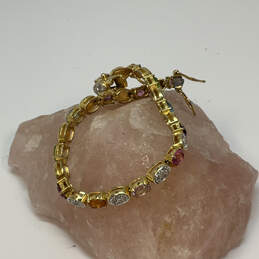 Designer Joan Rivers Gold-Tone Multicolor Crystal Cut Stone Chain Bracelet