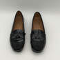 Womens Black Leather Moc Toe Casual Slip-On Loafer Shoes Size 10 B image number 1