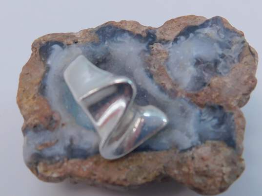 Sterling Silver Liquid Silver & Amethyst Necklace & Fancy Chain & Amethyst Bracelet Wavy Ring Hoop Earrings 23.9g image number 6
