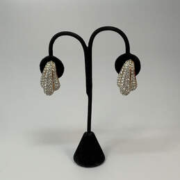 Designer Swarovski Gold-Tone Clear Rhinestone Clip On Classic Stud Earrings
