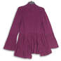 NWT Womens Purple Knitted Bell Sleeve Open Front Cardigan Sweater Size L image number 2