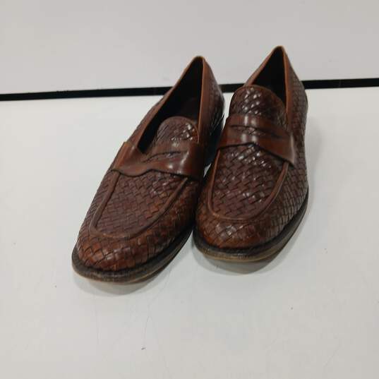 Cole Haan Men's Brown Woven Leather Penny Loafers Size 8 image number 1