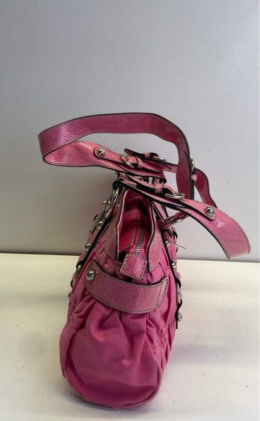 GUESS Pink Nylon Leather Pleated Satchel Bag image number 4