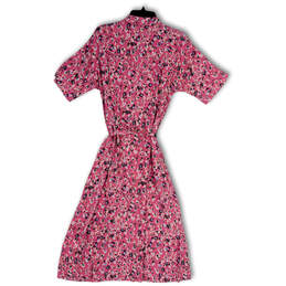 NWT Womens Pink Printed Short Sleeve Waist Belt Midi Shirt Dress Size 6 alternative image