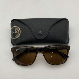 Womens RB4181 Brown Polarized Lens Full Rim Square Sunglasses w/ Case