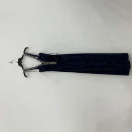 NWT Womens Blue Sleeveless Embellished V-Neck Back Zip Long Maxi Dress Sz 4