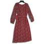 NWT Womens Red Floral Long Sleeve Back Zip Wrap Dress Size 14 image number 2
