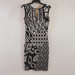 Caché Women Black/White Graphic Dress M NWT