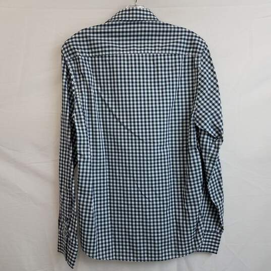 Barneys New York men's checked plaid button cotton long sleeve shirt M image number 2