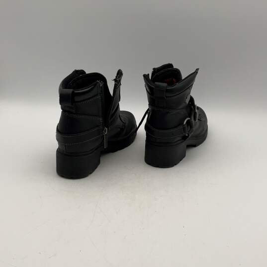 Mens Tegan D84424 Black Leather Ankle Motorcycle Biker Boots Size 8 M image number 2