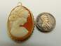 Vintage 14K Yellow Gold Carved Shell Cameo Pendant Brooch 6.3g image number 4