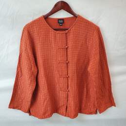 Eileen Fisher Burnt Orange Linen Blouse in Size Medium