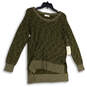 NWT Womens Green Knitted Long Sleeve Round Neck Pullover Sweater Size S/M image number 1