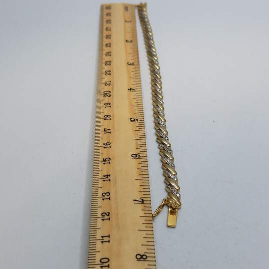 FAS Sterling Silver Diamond Scallop Link 7inch Bracelet 14.9g image number 6