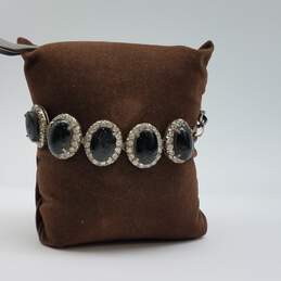 Vintage Sterling Silver Cats Eye Crystal Oval Link 7 Inch Bracelet 18.4g alternative image