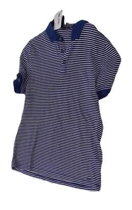 Mens Blue White Striped Short Sleeve Polo Shirt Size Medium alternative image
