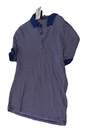 Mens Blue White Striped Short Sleeve Polo Shirt Size Medium image number 2