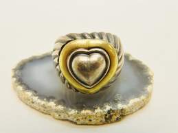 David Yurman 925 & 18K Gold Accent Domed Heart Ridged Swirl Band Ring 10.9g