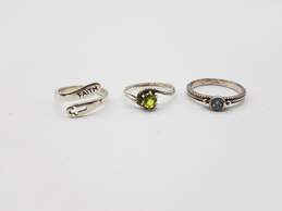 925 Silver Faith Peridot & Spinel Rings Lot of 3