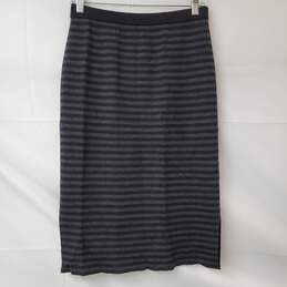 Eileen Fisher Women's Black/Gray Striped Slip-On Sweater Skirt Size PS/PP