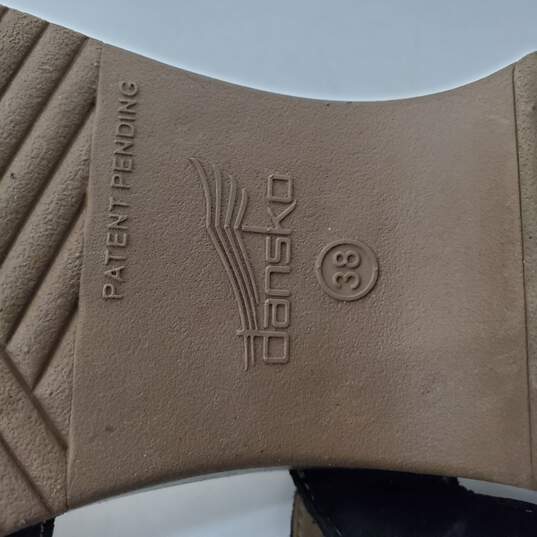 Dansko Betsey Black Leather Size 38 Women's Heeled Sandals #9427471600 image number 7