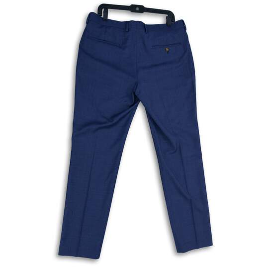 J.Crew Mens Blue Flat Front Slash Pocket Straight Leg Dress Pants Size 34X32 image number 2