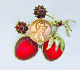 Vintage 1960s Sarah Coventry Strawberry Festival Gold Tone Statement Brooch alternative image