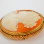 Antique 14K Yellow Gold Carved Shell Cameo Brooch Pendant 9.1g image number 3