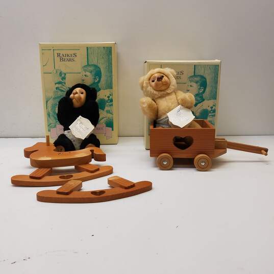 Bundle of 2 Raikes Bears Nursery Miniatures 1990 Bear Dolls image number 1