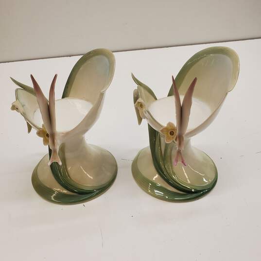 Franz Porcelain Vintage Ceramic Art Butterfly Candle Holders image number 2