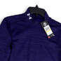 NWT Mens Blue Space Dye Mock Neck Long Sleeve Pullover T-Shirt Size Medium image number 3