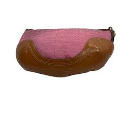 Soho Pink Hobo Bag Jacquard Signature Canvas with Cognac Vachetta Leather Trim Zip Top alternative image