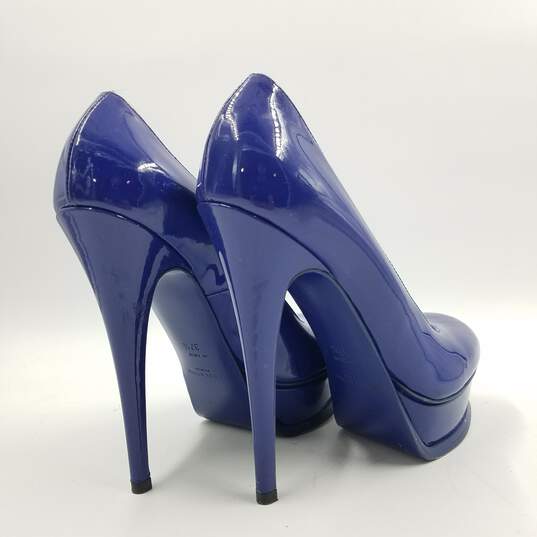 Yves Saint Laurent Patent Platform Pump Women's Sz.37.5 Royal Blue image number 4