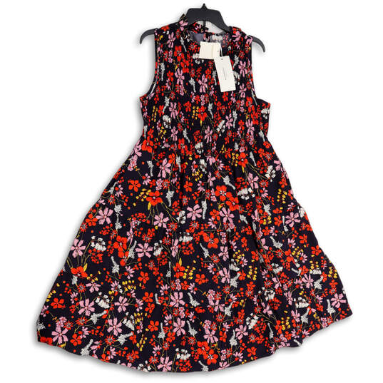 NWT Womens Multicolor Floral Sleeveless Smocked A-Line Dress Size 14-16 image number 1