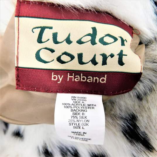 VTG Tudor Court by Haband Women's Faux Fur Snow Leopard Animal Print Coat Size L image number 6
