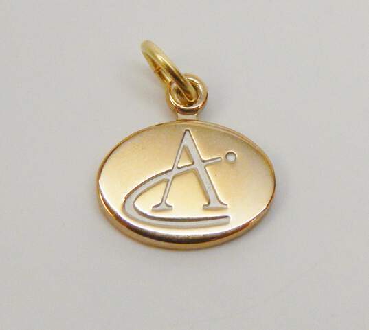 10k Yellow Gold Enamel A Initial Service Pendant 1.7g image number 1