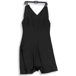 Womens Black Short Sleeve V-Neck Casual A-Line Dress Size Medium